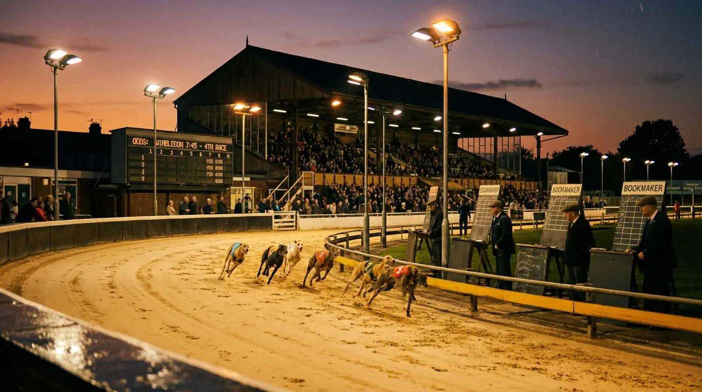 Greyhound racing at Wimbledon Stadium, London evening card